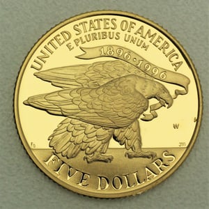 Goldmünze 5 Dollar "Olympia Atlanta Läufer" 1995 (PP) (USA) - Miniaturansicht 2