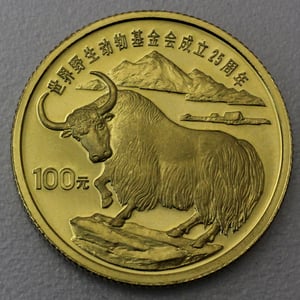 Goldmünze 100 Yuan "Wilder Yak" 1986 (China) - Hauptansicht