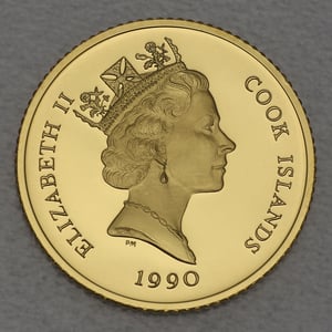 Goldmünze 1/4oz "Olympic Flame" 1990 Olympic Games 1992 (Cook Islands) - Miniaturansicht 2