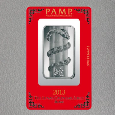 Silberbarren 1oz "Schlange 2013" Lunar PAMP - Miniaturansicht 1