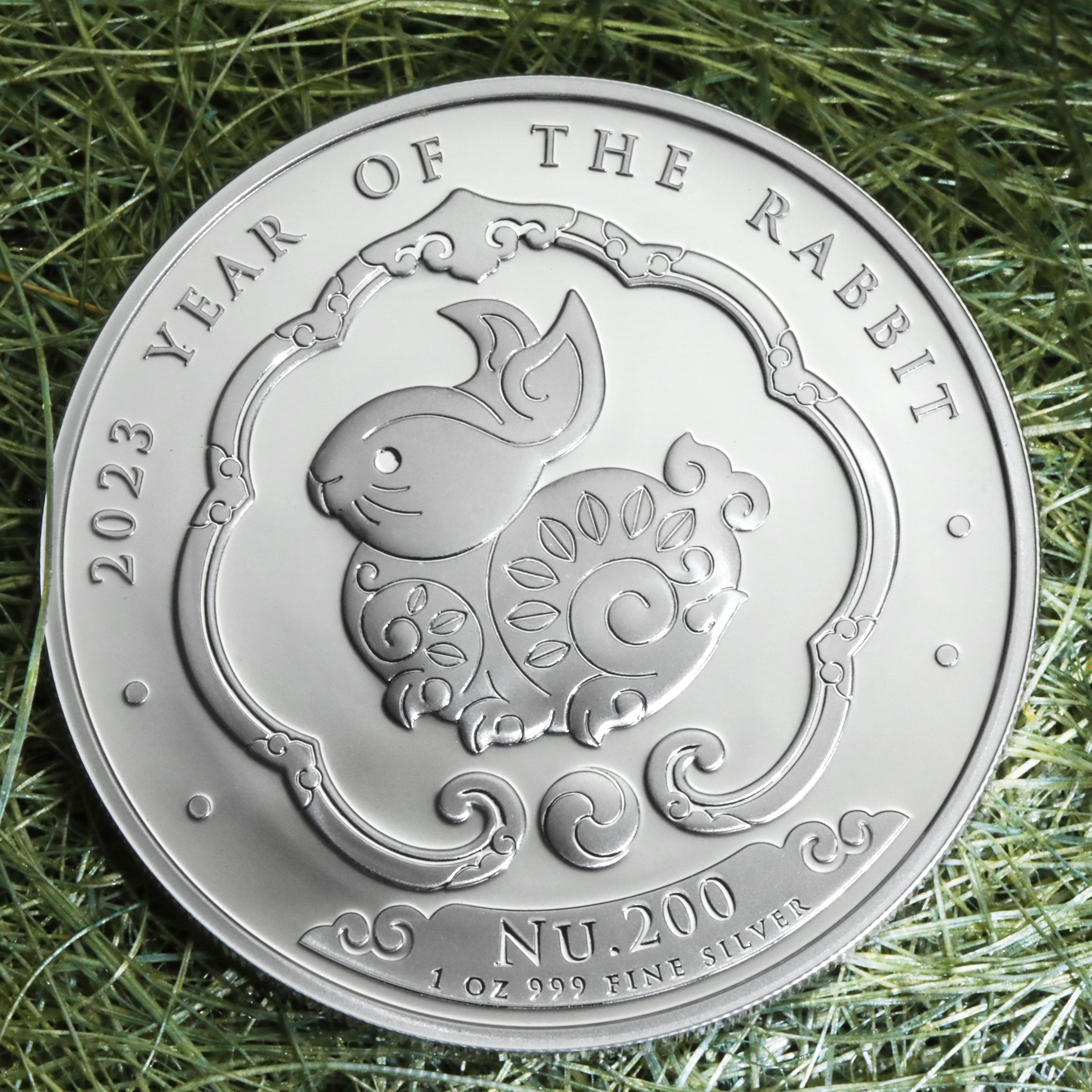 Silbermünze 1oz "Hase" 2023 Lunar – Year of the Rabbit 19% (Bhutan) - Detailansicht 4