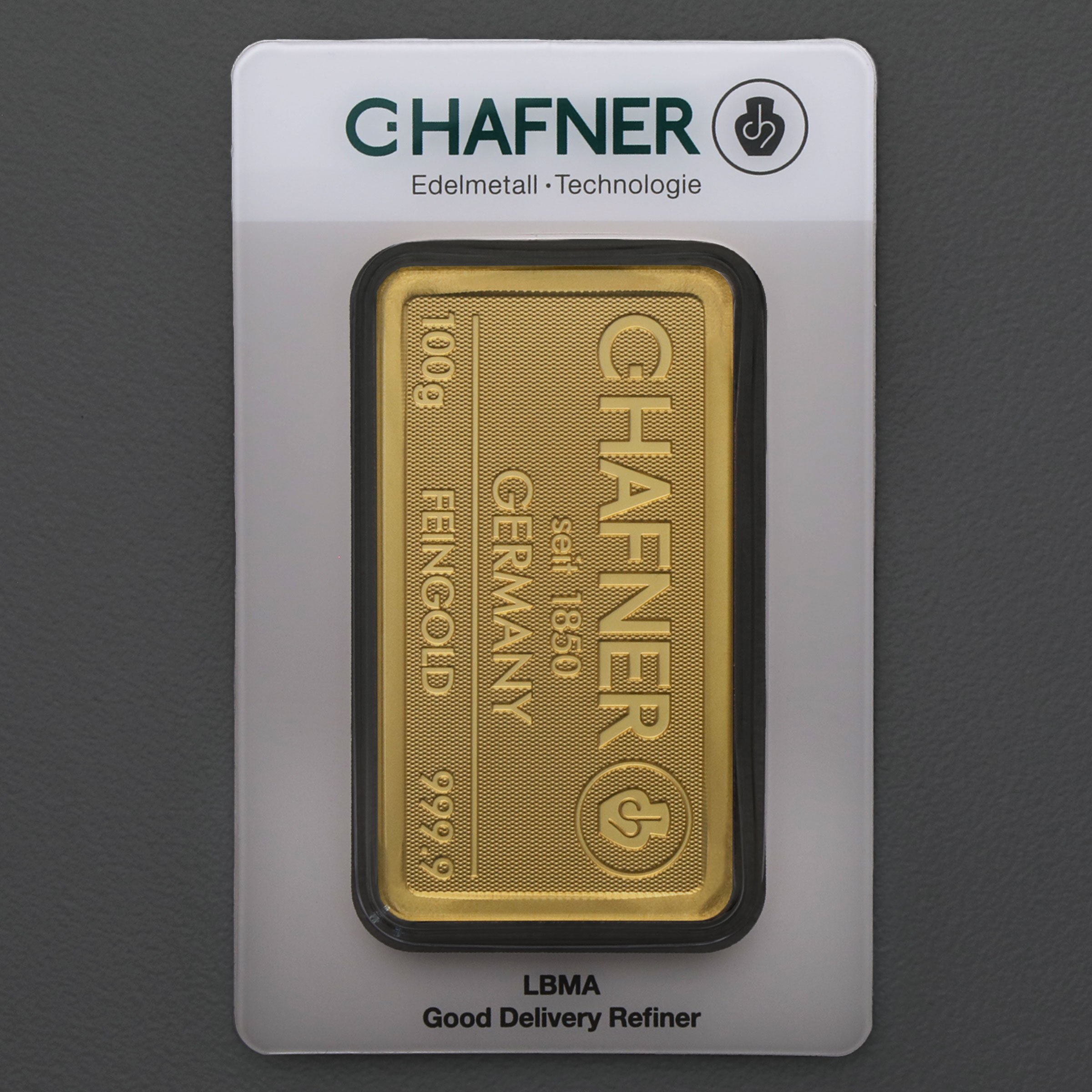 Goldbarren 100g "C.HAFNER - Prägeform" - Hauptansicht