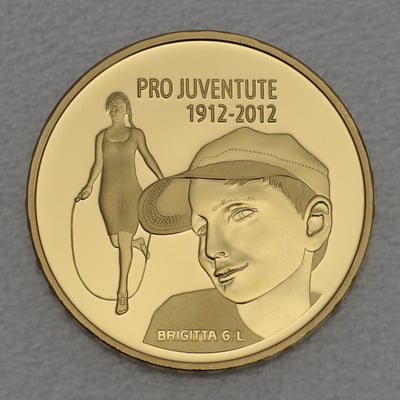 Goldmünze 50 Franken "100 J. Pro Juventute" 2012 (Schweiz) - Miniaturansicht 1