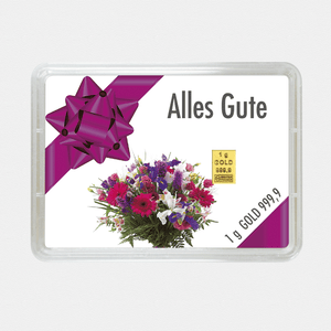 Goldbarren 1g "Alles Gute/Blumenstrauß" (Flip) - Hauptansicht