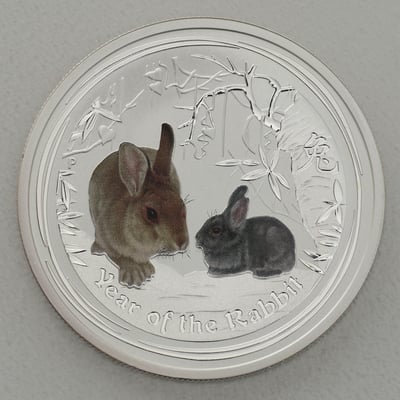 Silbermünze 1/2oz "Hase" 2011 (koloriert) Lunar II – Year of the Rabbit (Australien) - Miniaturansicht 1