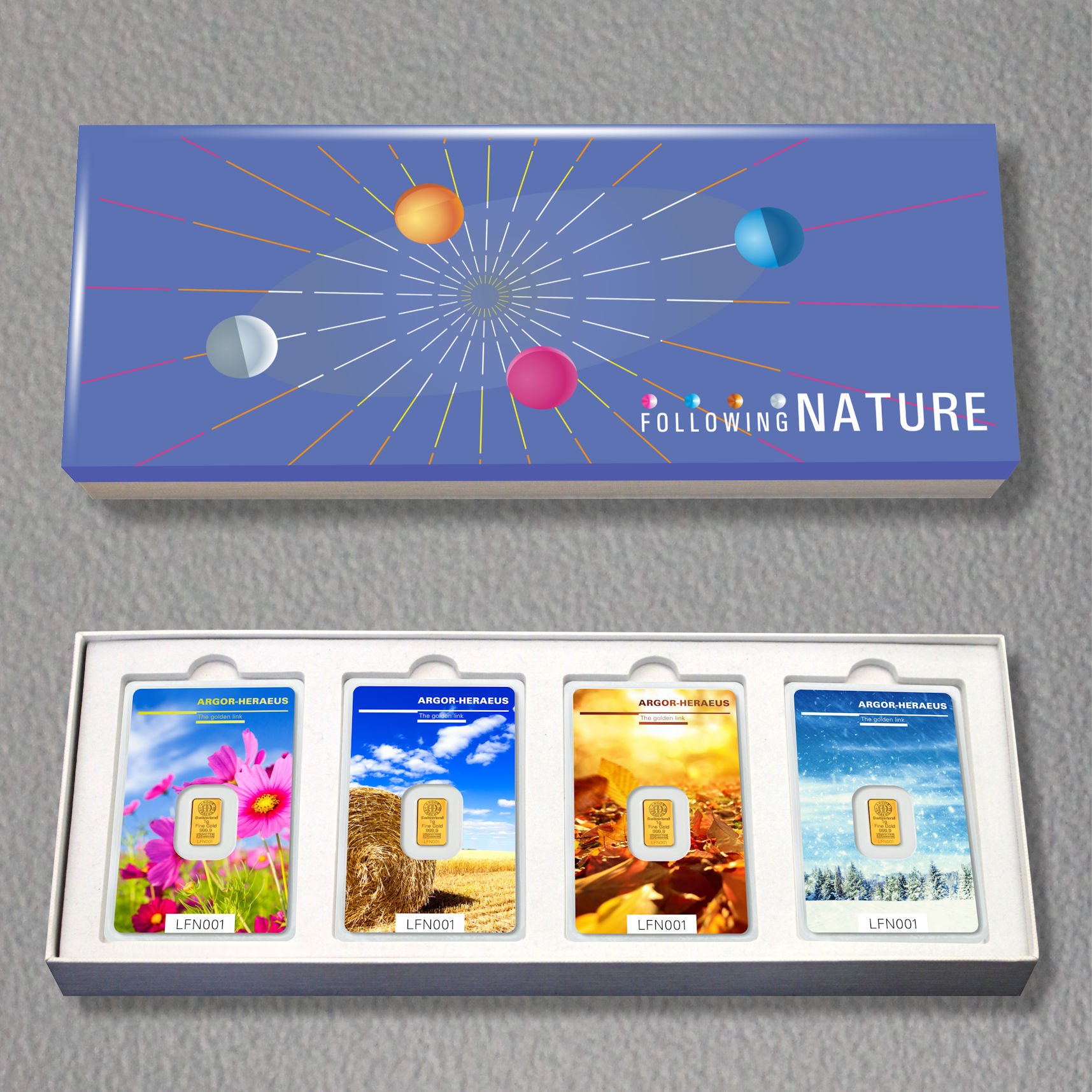 Goldbarren (4x 1g) "Following Nature" ARGOR - Hauptansicht