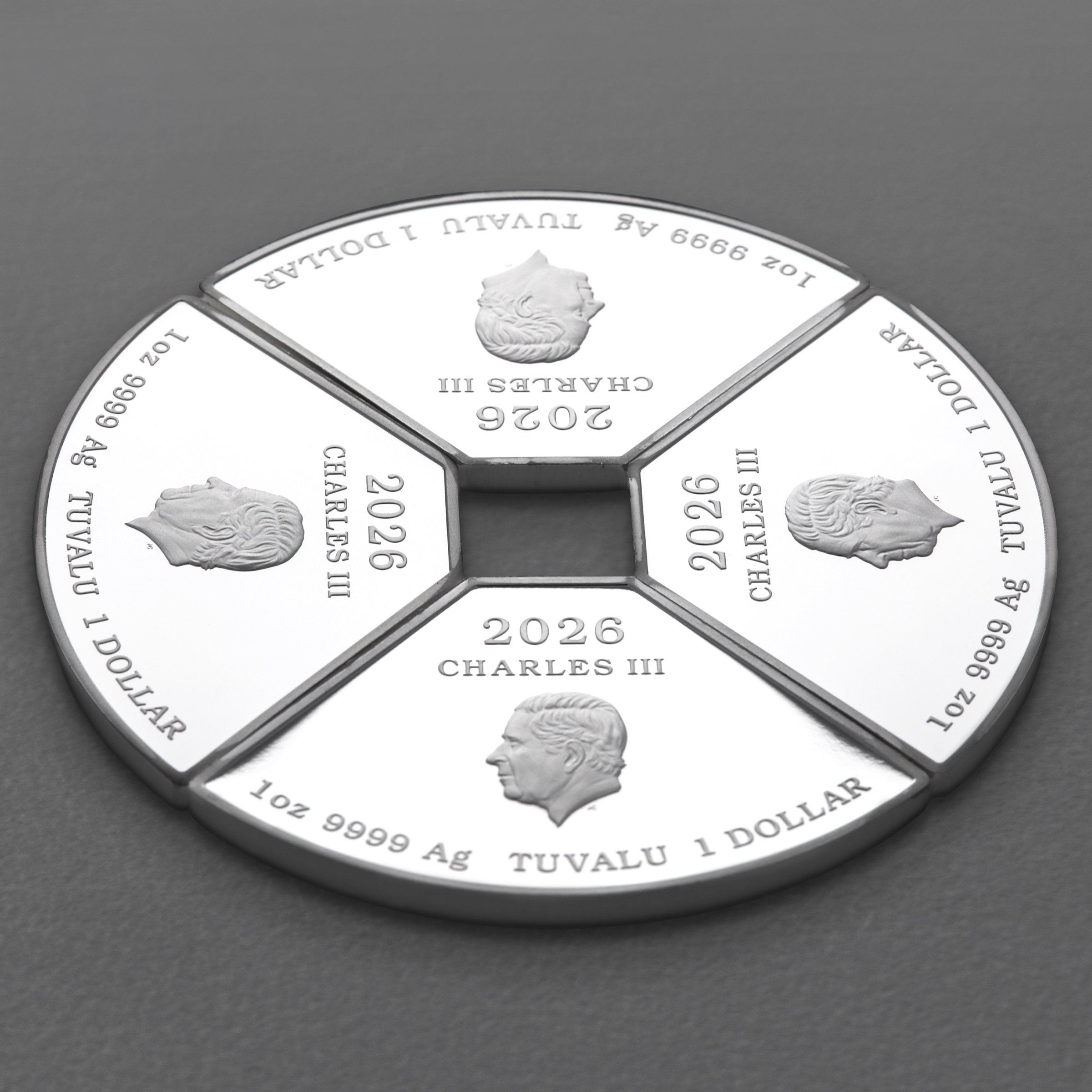 Silbermünzen 4 x 1oz "Pferd" 2026 (PP/koloriert) Set – 4-teilig Quadrant (Tuvalu) - Detailansicht 3