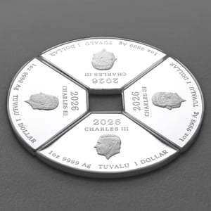 Silbermünzen 4 x 1oz "Pferd" 2026 (PP/koloriert) Set – 4-teilig Quadrant (Tuvalu) - Miniaturansicht 4