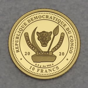 Goldmünze 0,5g "Wal" 2020 (PP) World s Wildlife (Kongo) - Miniaturansicht 2