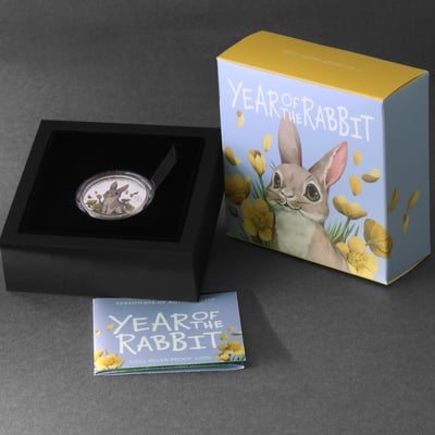 Silbermünze 1/2oz "Hase" 2023 (PP/koloriert) Lunar Baby (Tuvalu) - Miniaturansicht 5