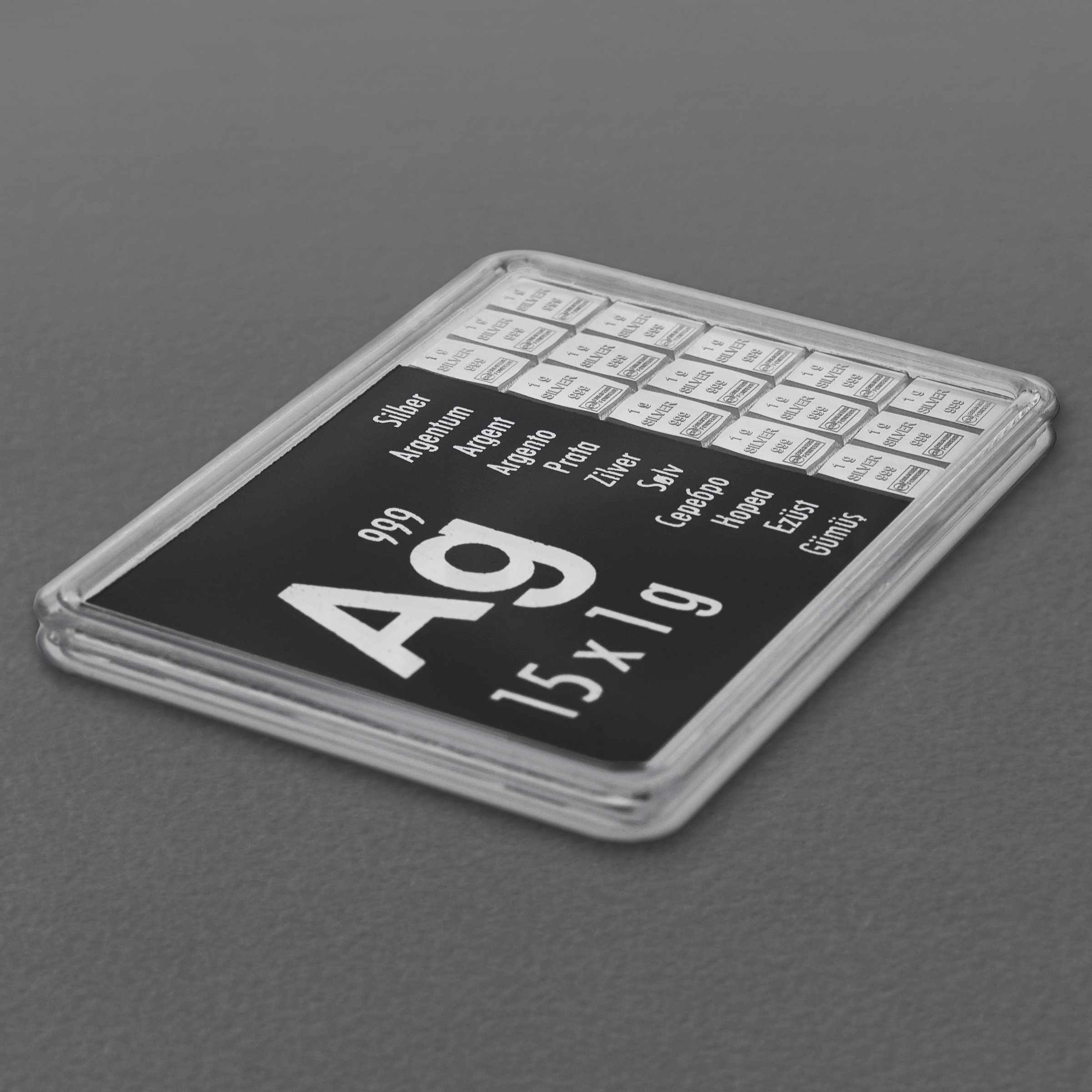 Silbertafel 15 x 1g "Ag International" (Motivbox) - Detailansicht 2