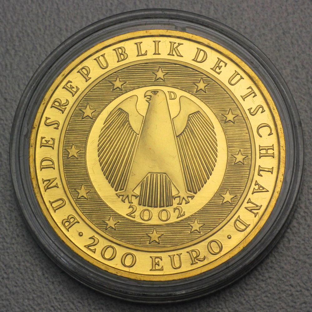 Goldmünze 200 Euro "Einführung des Euro" 2002 Acrylkapsel (Deutschland) - Detailansicht 3