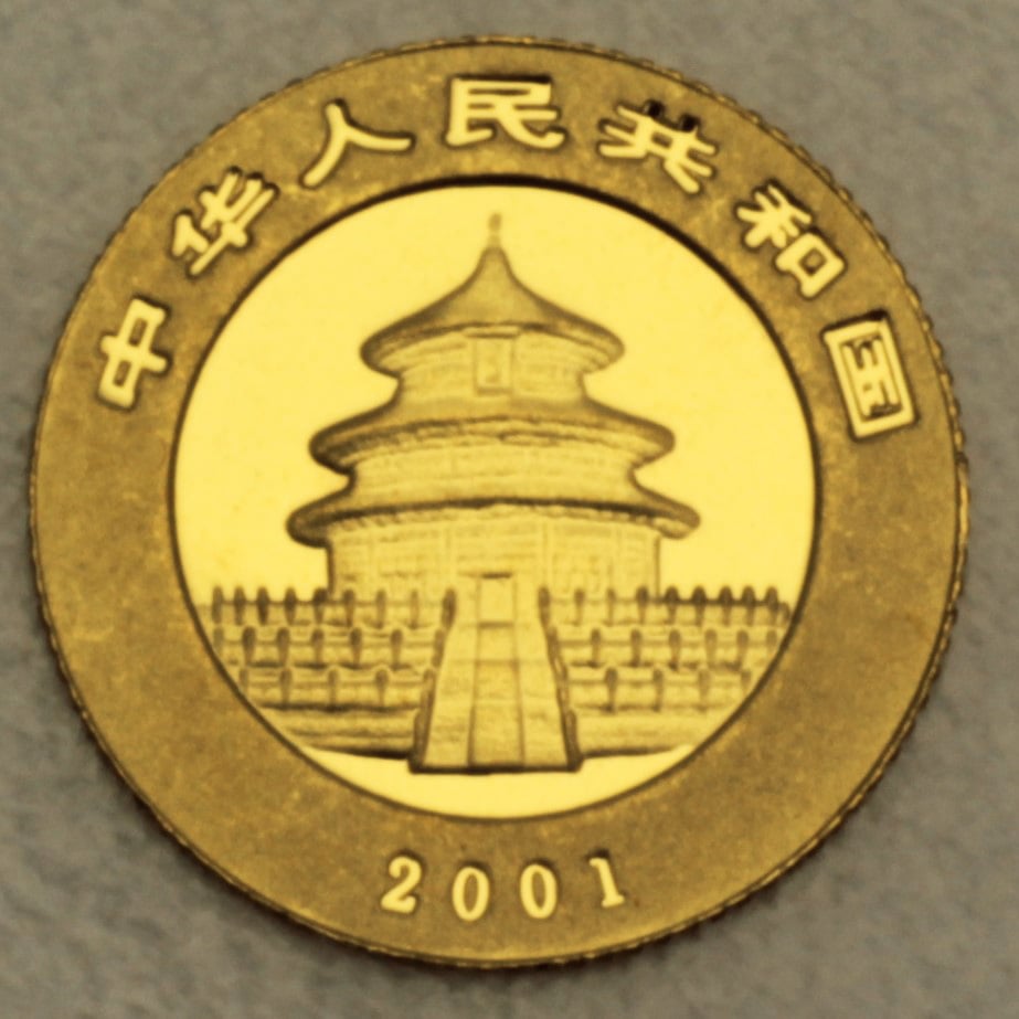 Goldmünze 1/20oz "Panda" 2001 (China) - Detailansicht 1
