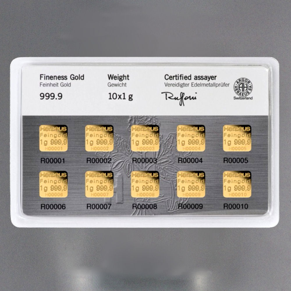 Goldbarren "MultiCard" (10x 1g Gold) HERAEUS - Detailansicht 1