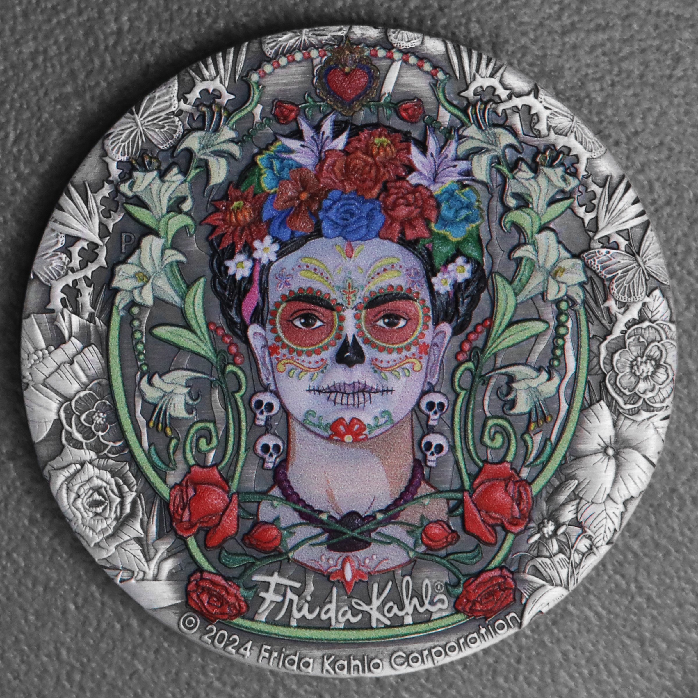 Silbermünze 2oz "Frida Kahlo" 2024 (AF/koloriert) (Tuvalu) - Hauptansicht