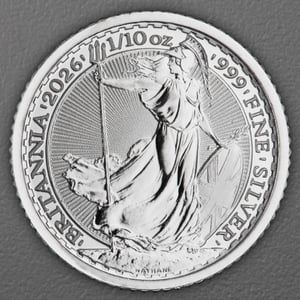 Silbermünze 1/10oz "Britannia" aktueller Jahrgang (Großbritannien) - Hauptansicht