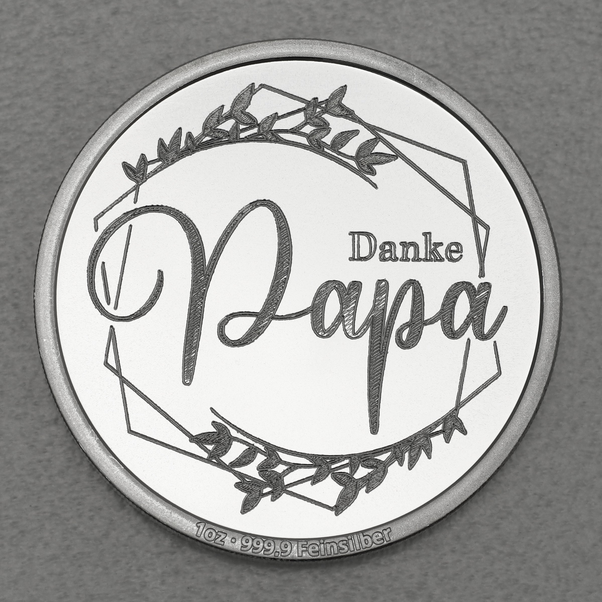 Silbermedaille 1oz "Danke - Papa" Gravurmedaille - Hauptansicht
