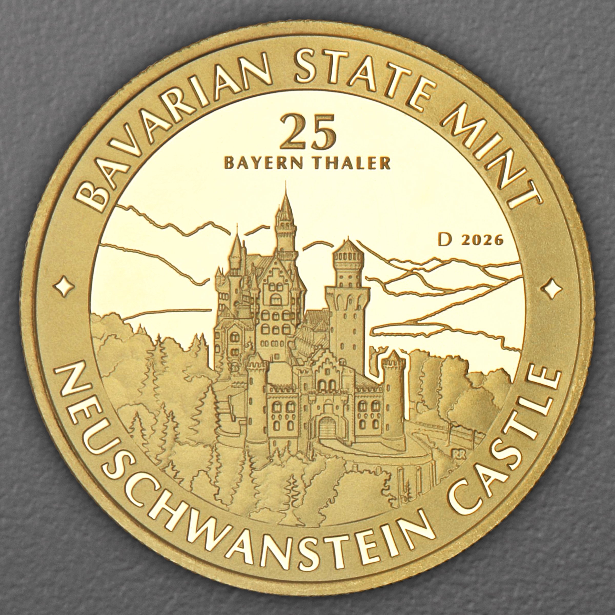 Gold 1/4oz "Schloss Neuschwanstein" 2026 Bayern Thaler (Deutschland) - Hauptansicht