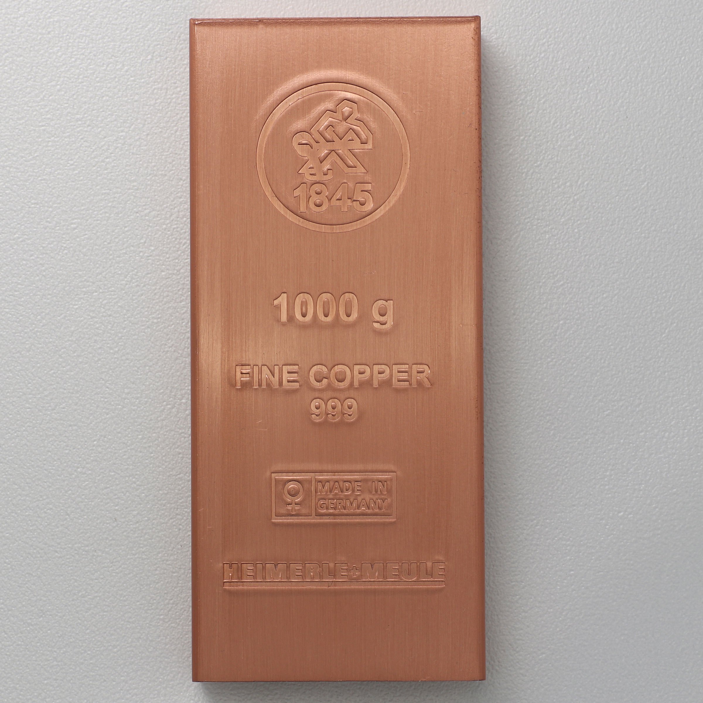 Kupferbarren 1kg Buntmetallbarren (999,5 Cu) verschiedene Hersteller (Resale) - Detailansicht 1