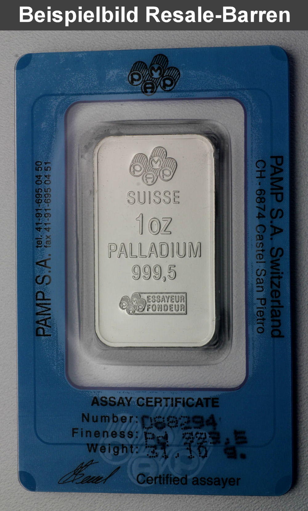 Palladiumbarren 1oz "Resale" - Detailansicht 2
