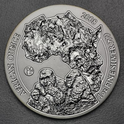 Silbermünze 1oz "Berggorilla" 2008 African Ounce (Ruanda) - Miniaturansicht 1