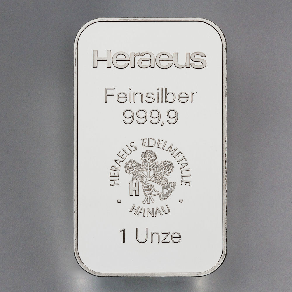 Silberbarren 1oz HERAEUS geprägt - Hauptansicht