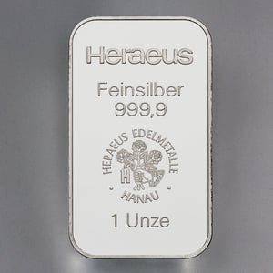 Silberbarren 1oz HERAEUS geprägt - Hauptansicht