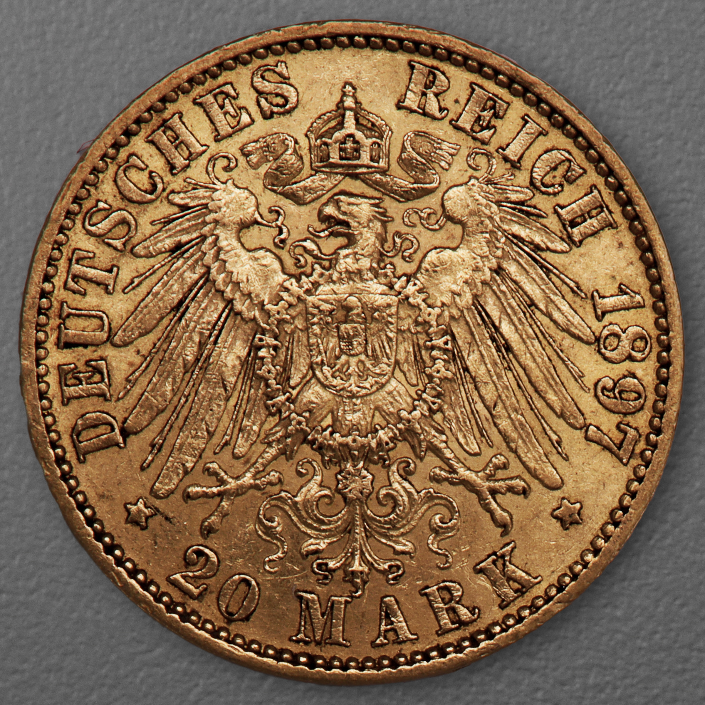 Goldmünze 20 Mark "Wilhelm II." 1897-A J.252 (Preußen) - Detailansicht 1
