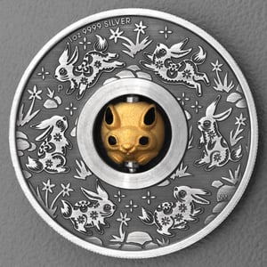 Silbermünze 1oz "Hase" 2023 (AF) Rotating Charm – Year of the Rabbit 19% (Tuvalu) - Miniaturansicht 1